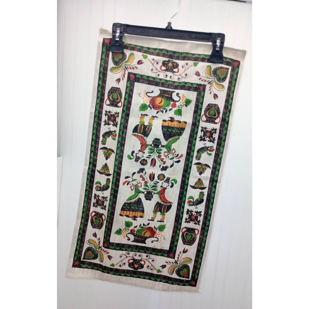 Vintage colorful. Dutch, linen  table runner